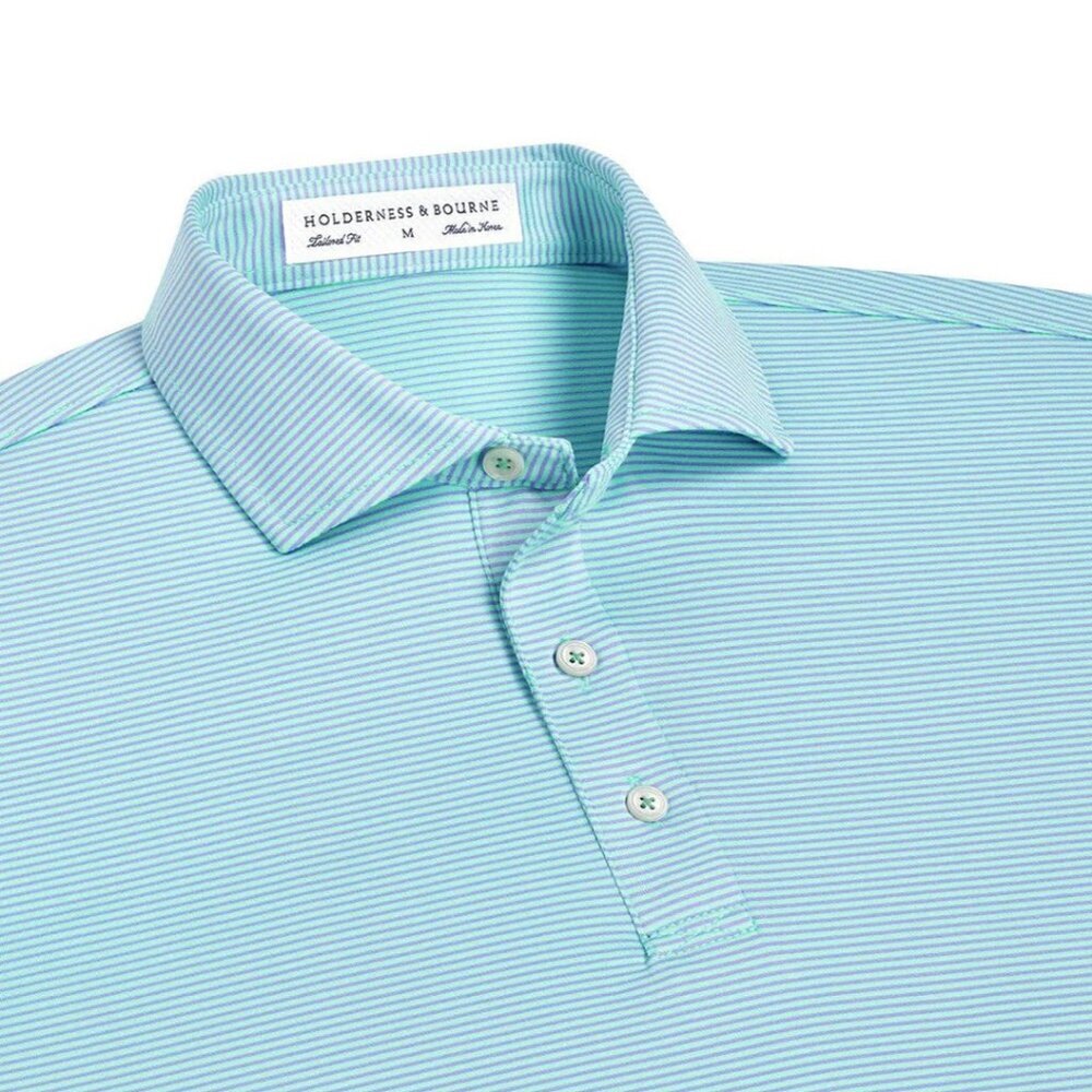 NWT Holderness & Bourne Men's The Perkins Abaco & Lavender Golf Polo Shirt XXL